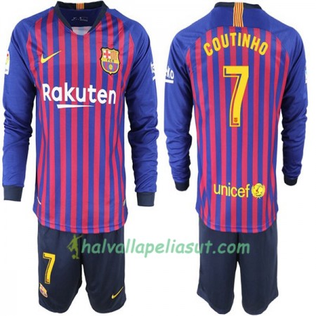 Jalkapallo Pelipaidat FC Barcelona Coutinho 7 Lasten Kotipaita 2018-2019 Pitkähihainen